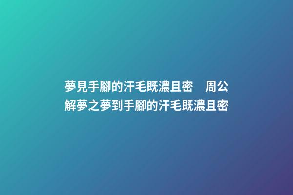 夢見手腳的汗毛既濃且密　周公解夢之夢到手腳的汗毛既濃且密